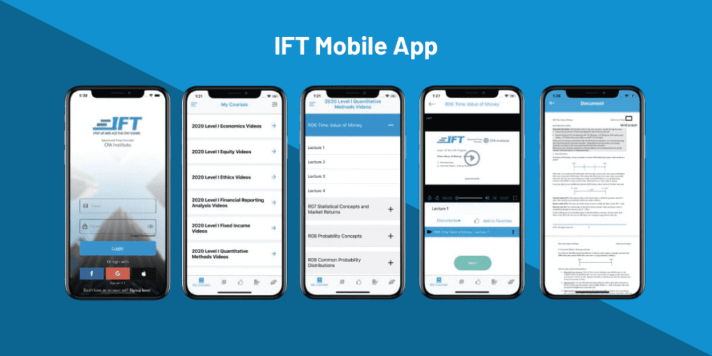IFT CFA Mobile App Screenshots
