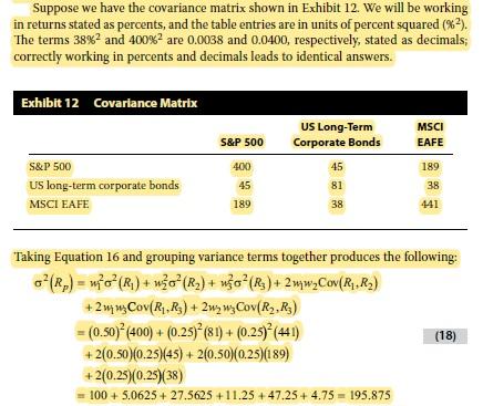 Reading 3 Probability Concepts: Exhibit 12 Covariance Matrix